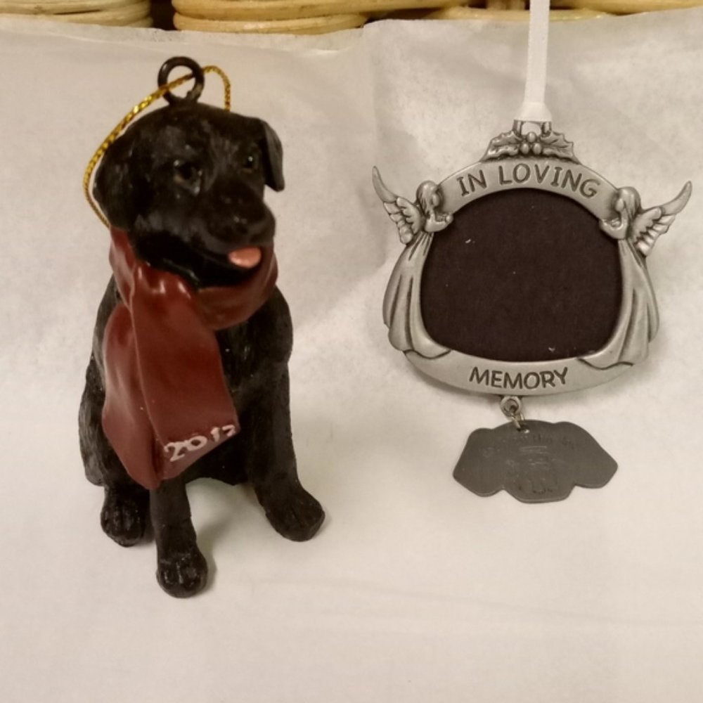 "God Bless This Dog", Pewter Picture Frame & Resin Dog Figurine Ornament